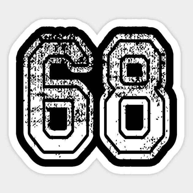 Number 68 Grungy in white Sticker by Sterling